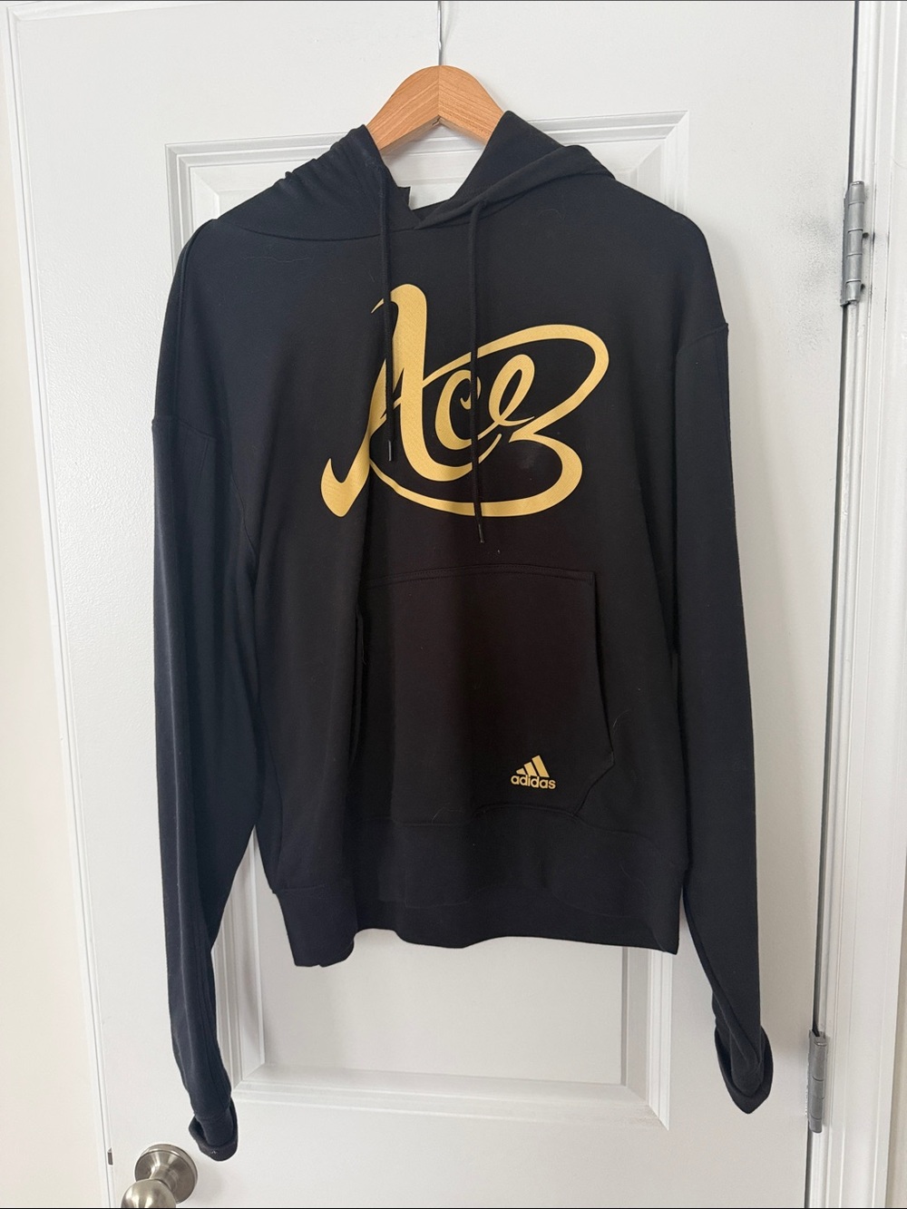 Adidas Unisex Black Hoodie with Gold Logo